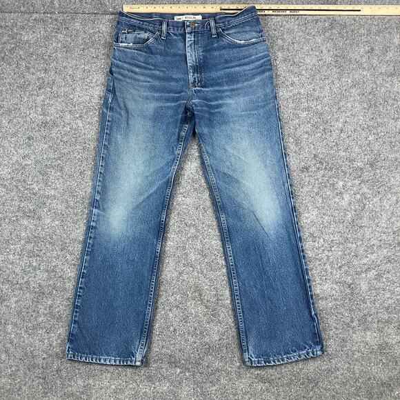 Lee Jeans Mens 34x32 Regular Fit Blue Denim Straight Leg Classic Wash Casual - Picture 1 of 10